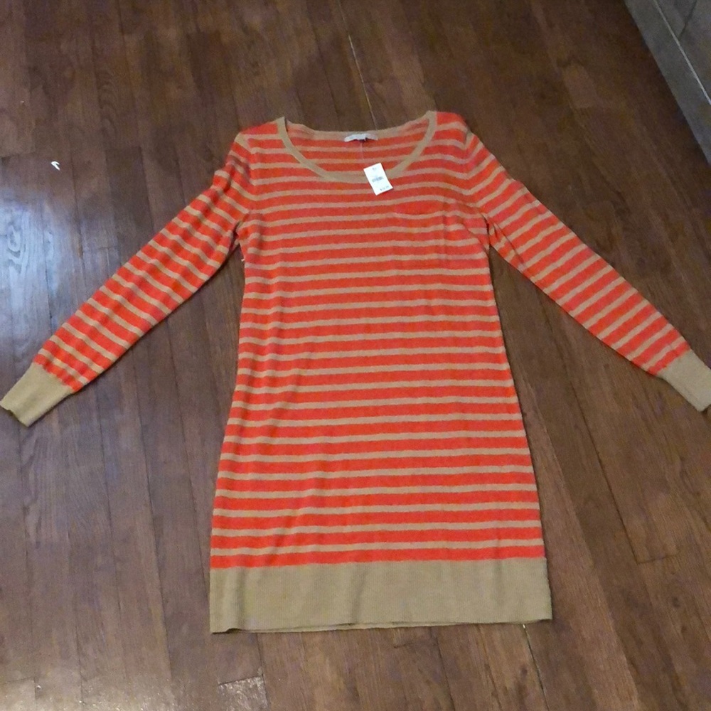 Orange and tan striped dress